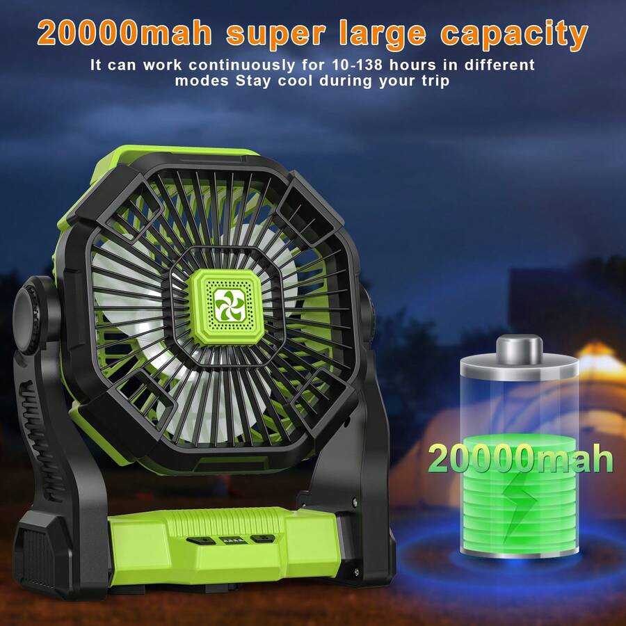 Outdoor Power With Timer - Ventilador portátil con batería de 20000mAh,