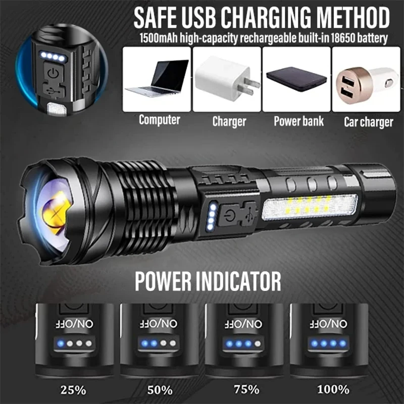 Potente linterna LED, luz de C - Outdoor Power Lights reseña y precio