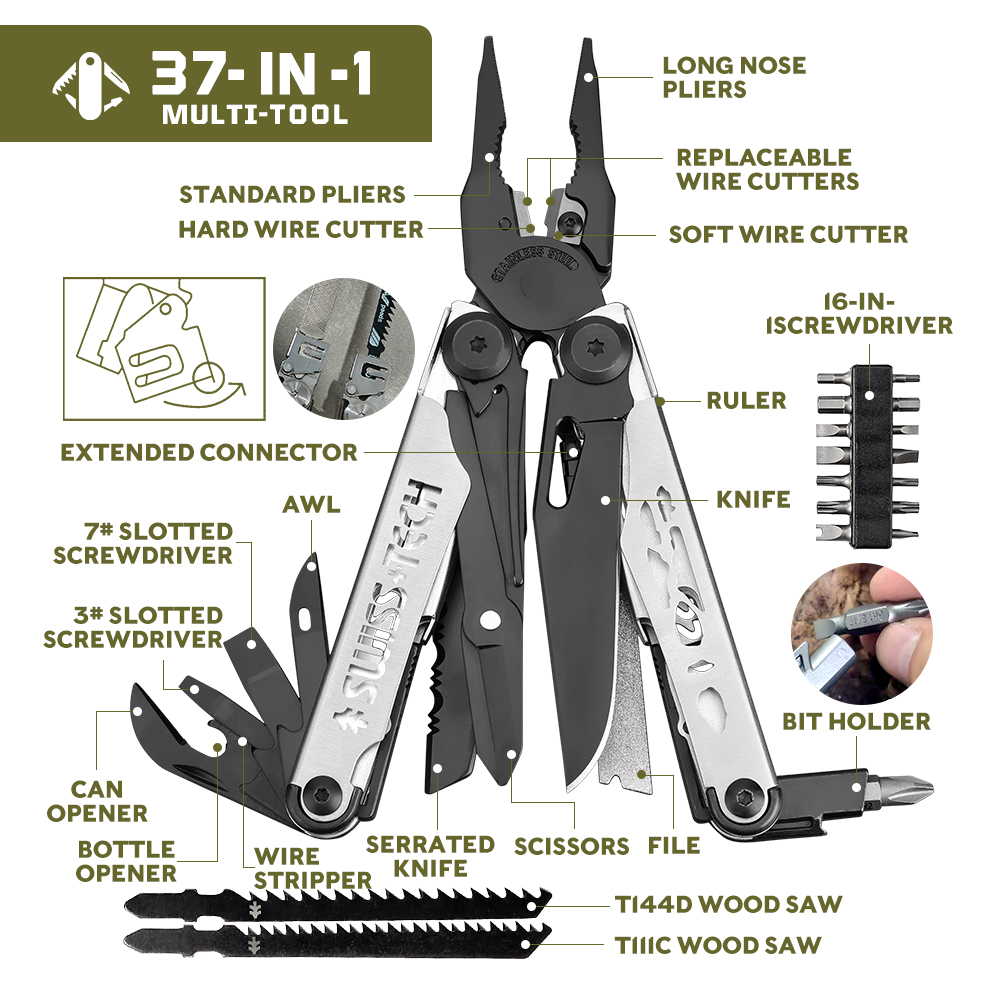 SWISS TECH-Alicates plegables  - Outdoor Power Tool Storage reseña y precio